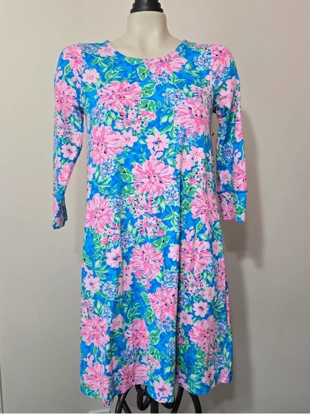 Lilly Pulitzer Blue & Pink Floral Long Sleeve Dress